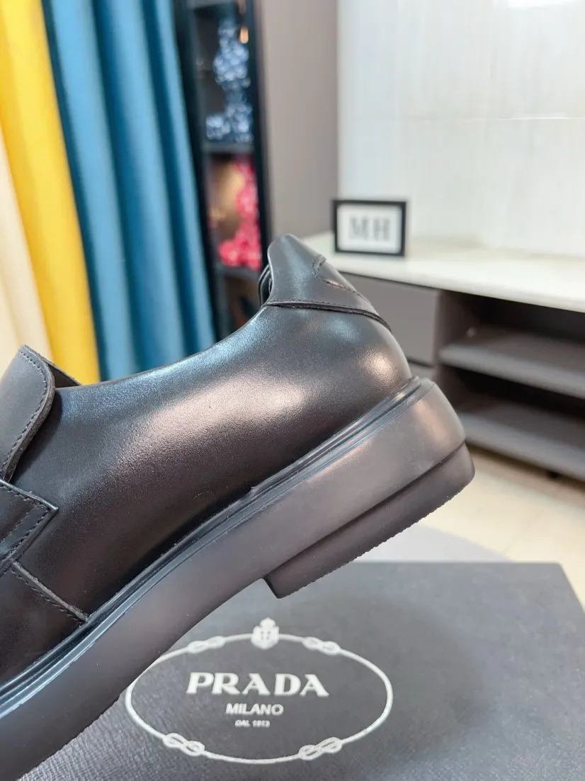 Men's shoes 💰540🌹🌹【PRADA Leather Shoes】Top purchasing agency Original imported Italian custom-made open-edge beaded cowhide leather surface, fully imported water-dyed breathable cowhide lining, original factory special molded sole super comfortable, size: 38-44